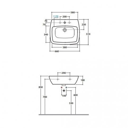 Раковина Globo Daily DA065 66х51 схема 1