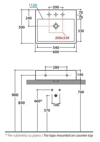 Раковина Globo Stone SCQ61 60 х 50 схема 1