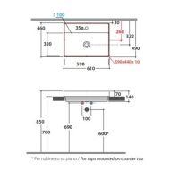 Раковина Globo T-Edge встраиваемая B6R62 61 х 46 схема 1