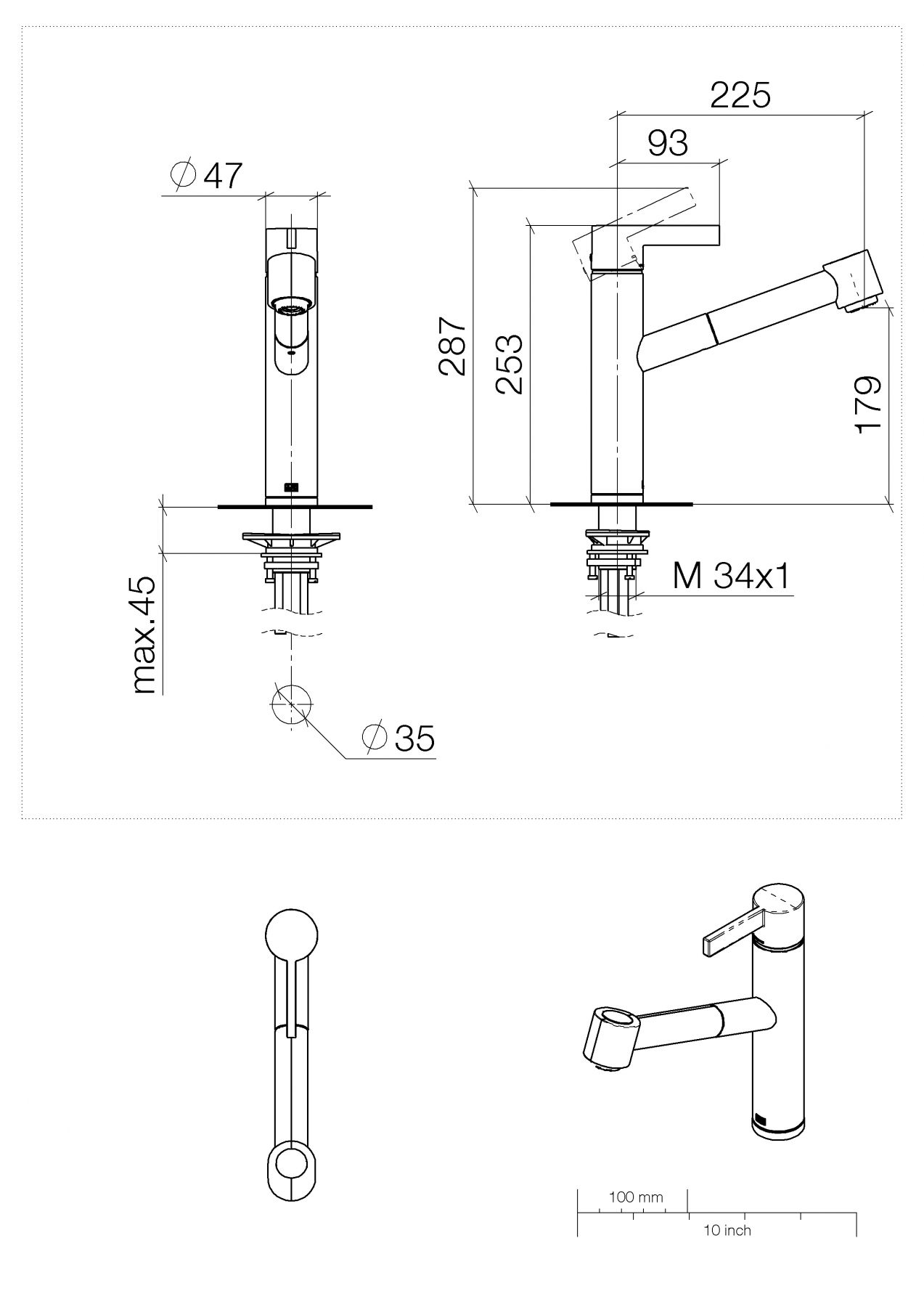 Dornbracht Eno смеситель для кухни 33875760 схема 1