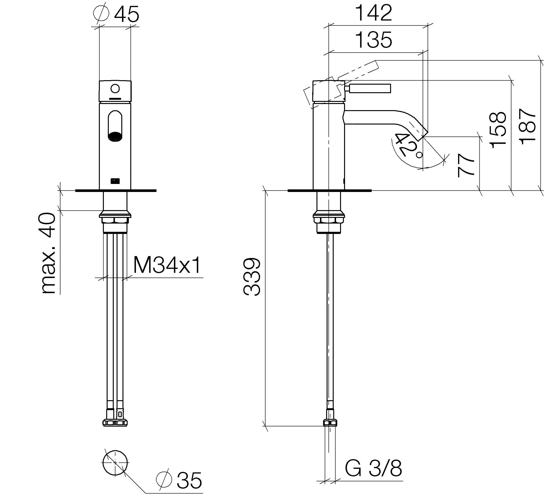 Dornbracht Meta смеситель для раковины 33522660 схема 1