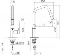 Dornbracht Sync смеситель для кухни 33875895 схема 2