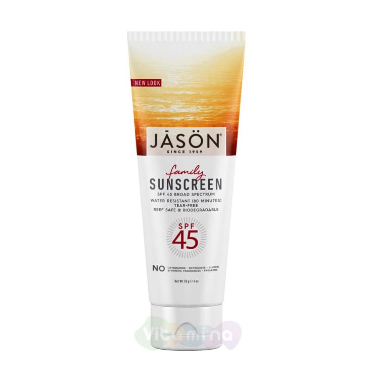 Jason Солнцезащитный крем для всей семьи Sunblock Family Natural SPF 45, 113 мл