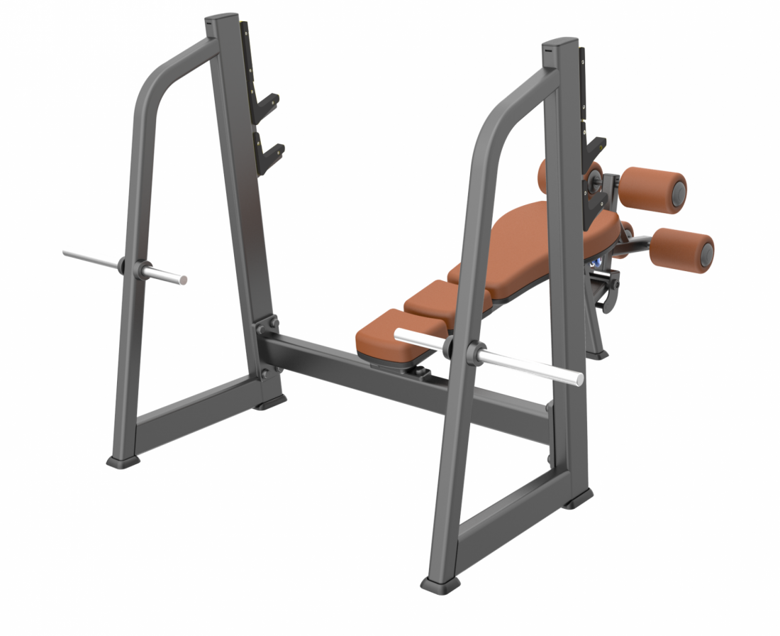 E-1041В Скамья-стойка для жима под углом вниз (Olympic Decline Bench)