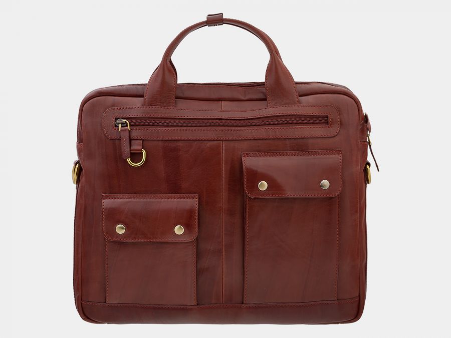 Сумка-портфель из натуральной кожи Alexander-TS «PF0019 Cognac»