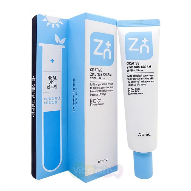 A'Pieu Солнцезащитный крем с цинком Cicative Zinc Sun Cream SPF50+ РА++, 40 мл