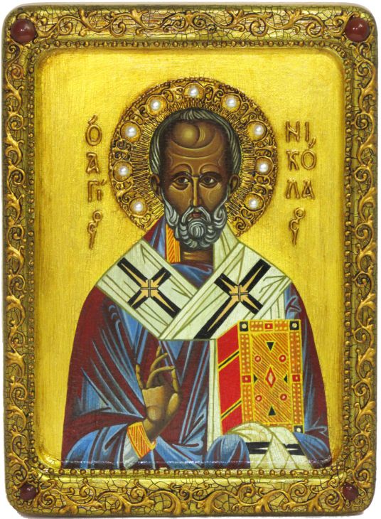 Инкрустированная живописная икона Святитель Николай, архиепископ Мир Ликийский (Мирликийский), чудотворец (21*29 см, Россия) на натуральном кипарисе в подарочной коробке Инкрустированная живописная икона Святитель Николай, архиепископ Мир Ликийский (Мирликийский), чудотворец (21*29 см, Россия) на натуральном кипарисе в подарочной коробке