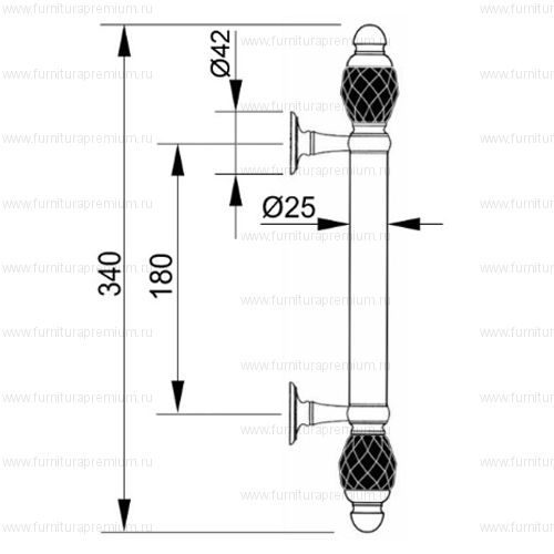 Ручка-скоба Mestre 0N4760.N. Длина 340 мм
