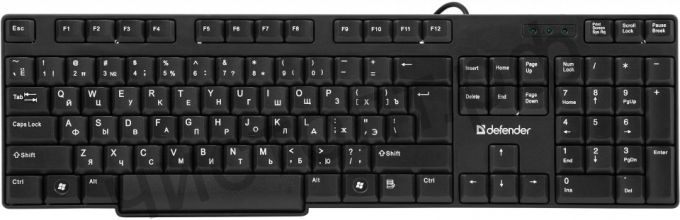 Клавиатура провод. DEFENDER Accent 930 B (Black), USB влагоустойчивая, компактная