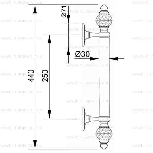Ручка-скоба Mestre 0N4763 комплект. Длина 440 мм