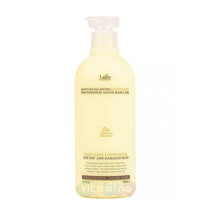 La'dor Увлажняющий бессиликоновый бальзам для волос Moisture Balancing Conditioner, 530 мл