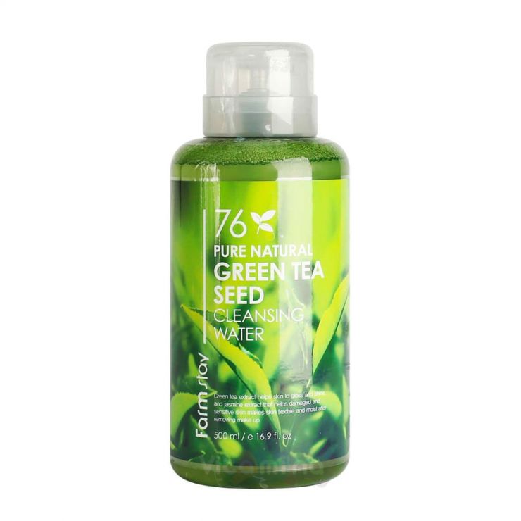FarmStay Очищающая вода с экстрактом зеленого чая 76 Pure Natural Green Tea Cleansing Water, 500 мл