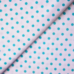 Ткань Хлопок Бирюзовый горошек на белом 50x40 см
