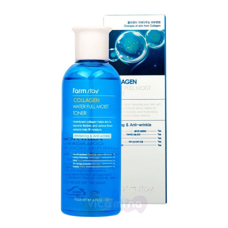 FarmStay Антивозрастной увлажняющий тонер с коллагеном Collagen Water Full Moist Toner, 200 мл