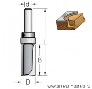 Обгонная фреза с верхним подшипником 19 x 51 x 102 x 12 WPW PF81902