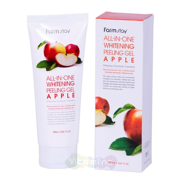 FarmStay Пилинг-скатка c экстрактом яблока All In One Whitening Peeling Gel Apple, 180 мл