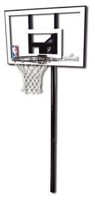 Баскетбольная стационарная стойка, поликарбонат Spalding 44 " Silver In-Ground