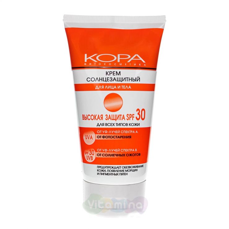 KORA Крем солнцезащитный для лица и тела SPF30, 150 мл