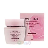 3W CLINIC Увлажняющий крем для лица с цветочными экстрактами Flower Effect Extra Moisturizing Cream, 50 гр