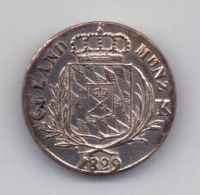 3 крейцера 1829 года AUNC Бавария Германия