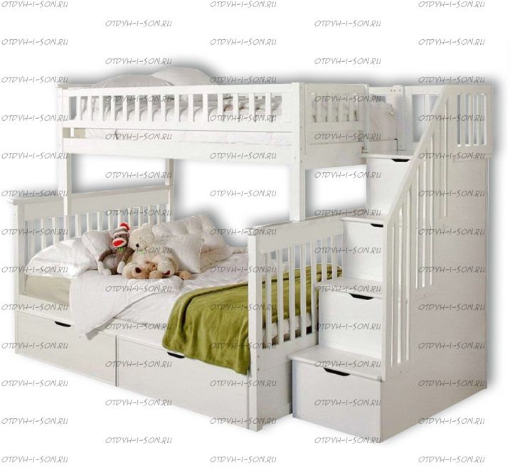 Кровать двухъярусная Лейла Стандарт с ящиками (001В2А)