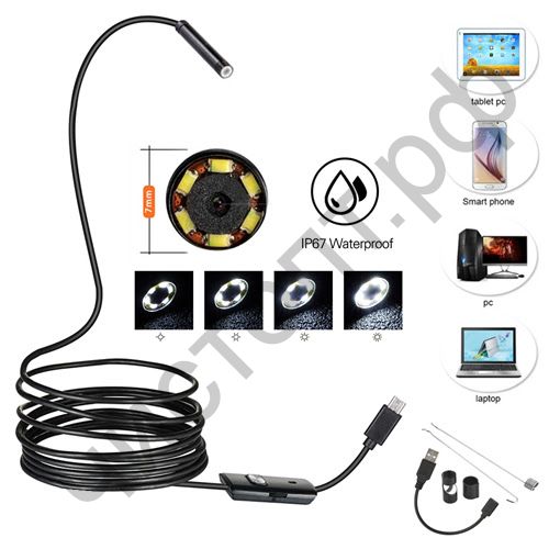 Эндоскоп камера для смарт OT-SME04 (123) (1280*720, 2м) microUSB + переход USB IP67