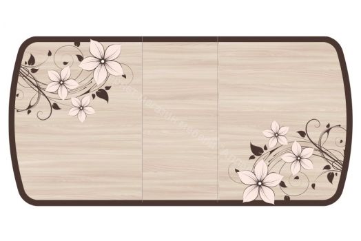 Стол обеденный "Бостон-3" Цветы/хром брифинг