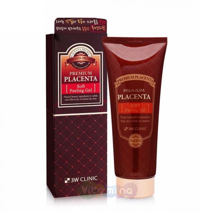 3W CLINIC Мягкий пилинг-гель с экстрактом плаценты Premium Placenta Soft Peeling Gel, 180 мл