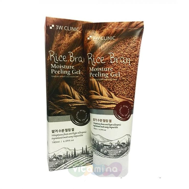 3W CLINIC Увлажняющий пилинг-гель с экстрактом бурого риса Rice Bran Moisture Peeling Gel,180 мл