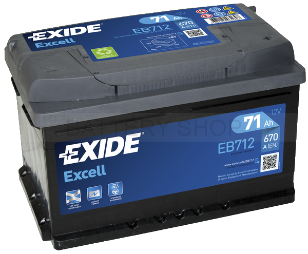 Exide Excell 71 Ah 670 A EB712