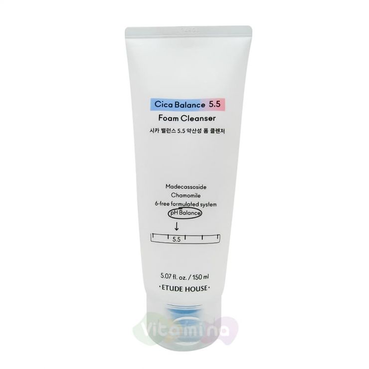 Etude House Очищающая слабокислотная пенка Cica Balance 5.5 Foam Cleanser, 150 мл