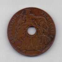 1 цент 1920 года Редкий! Индокитай Франция