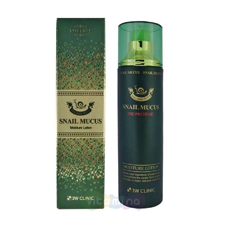 3W CLINIC Увлажняющий тонер для лица с улиточным муцином Snail Mucus Moisture Skin, 150мл