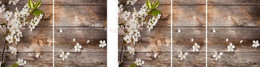 Стол раздвижной со стеклом "Грация" (1,45) Беленый дуб/Ветка вишни