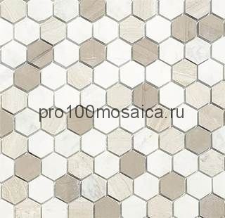 Мозаика Pietrine Hexagonal - Pietra Mix 3 матовая 29,5x30,5х0,6 см (чип 18х30х6 мм)