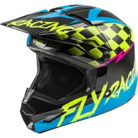Fly Racing Kinetic Sketch Youth Blue/Hi-Vis/Black/Pink шлем подростковый, сине-желто-черный