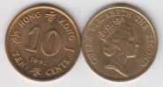 Гонконг 10 центов 1985-1992 UNC