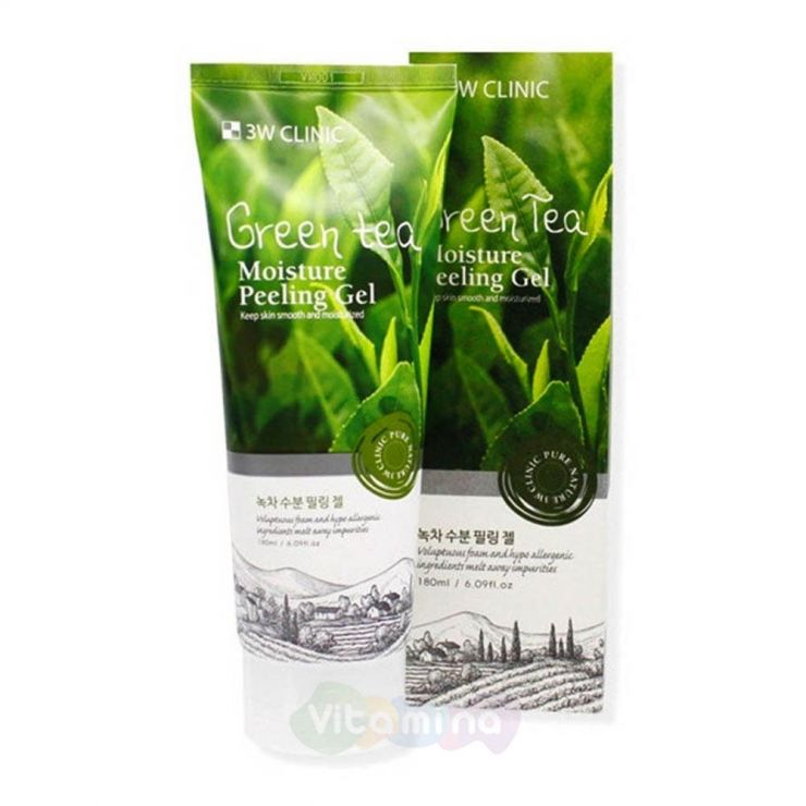 3W CLINIC Увлажняющий гель с экстра­ктом зеленого чая Green Tea Moisture Peeling Gel, 180 мл