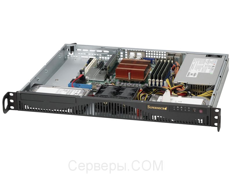 Корпус Supermicro SuperChassis 512F-350B Rack 350Вт Чёрный 1U, CSE-512F-350B