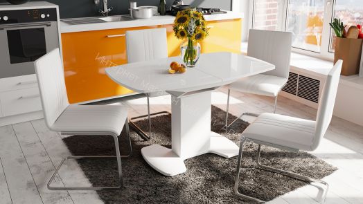 Обеденный стол Портофино 1100x750x750мм Бежевый/Стекло бежевое матовое LUX