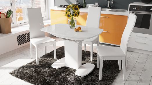 Обеденный стол Портофино 1100x750x750мм Бежевый/Стекло бежевое матовое LUX