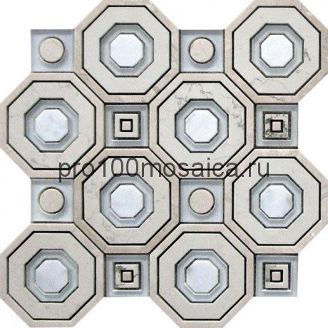 SEVILLE WATERJET Мозаика  мрамор и стекло 287*287*10 мм