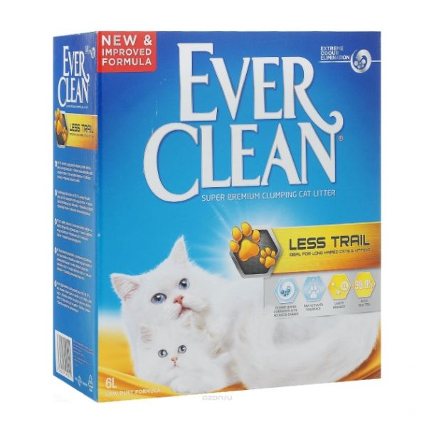 Наполнитель Ever Clean комкующийсядля длинношерстных кошек, Less Trail 10л