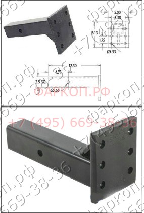 Американский тип кронштейн под квадрат 50*50мм с занижением БЕЗ ШАРА (подходит шар usa110B)