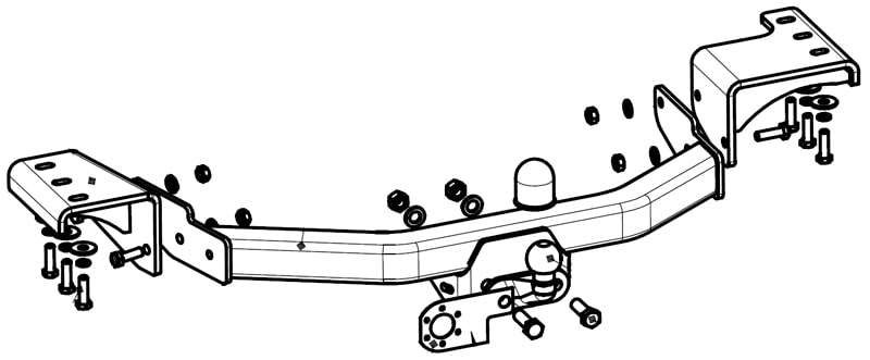 Фаркоп Toyota Fortuner, кроме комплектации TRD 2015- крепление шара на двух болтах