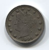 5 центов 1904 года США XF