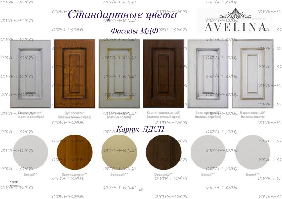 Цвета фасадов Авелина (Эпатаж, Патиния, Ферсия)