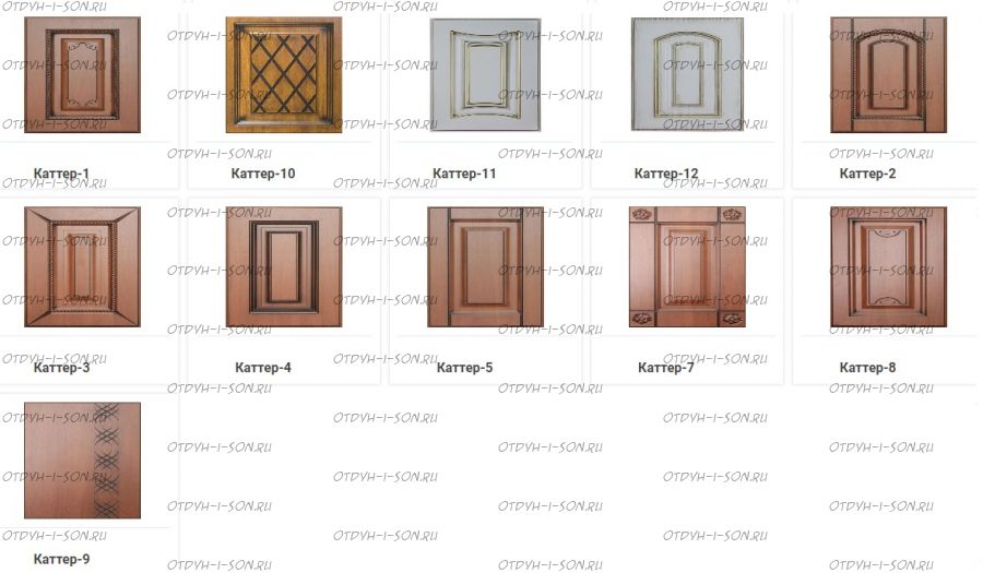 Виды фрезеровки фасадов Авелина, Каттер (Эпатаж, Патиния, Ферсия)