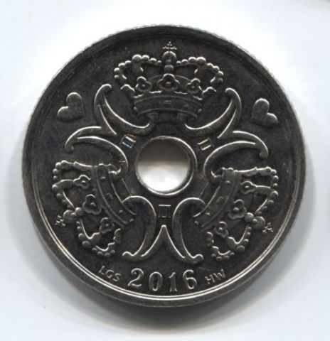 5 крон 2016 года Дания UNC