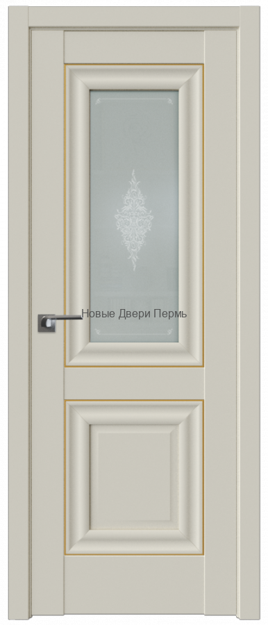 28U МАГНОЛИЯ САТИНАТ Стекло Кристалл молдинг Золото - PROFIL DOORS межкомнатные двери